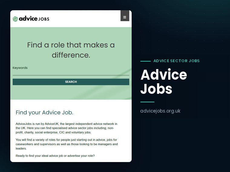 AdviceJobs website: jobs in the advice sector