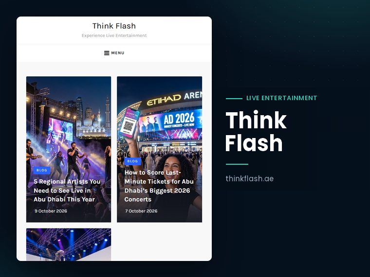 Think Flash website: live entertainment and events in Dubai